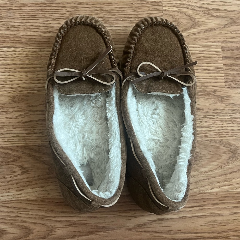 Target Brown Moccasins with Cream Lining
